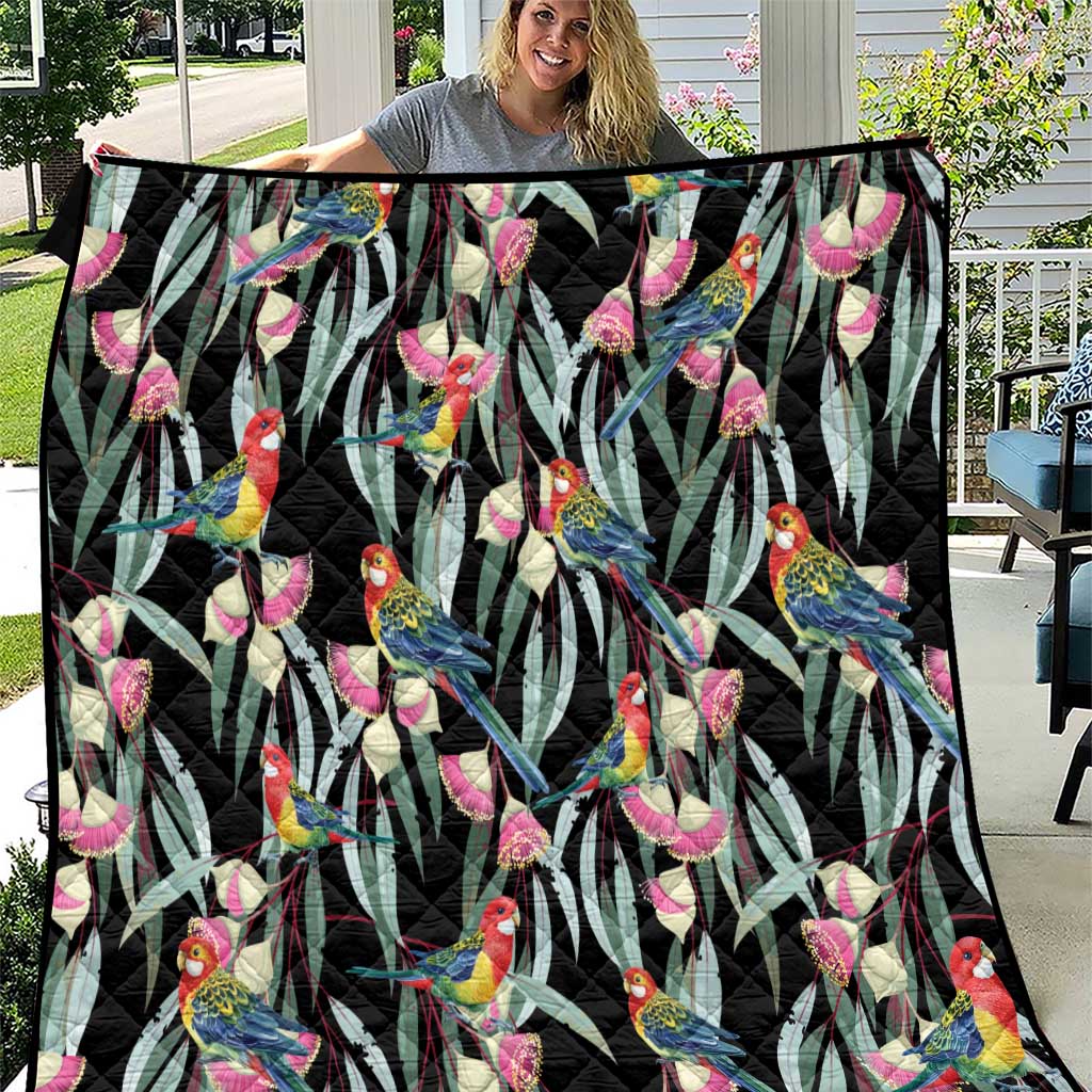 Eastern Rosella Australia Quilt Eucalyptus Blossom Seamless Style - Aussie Hoodie
