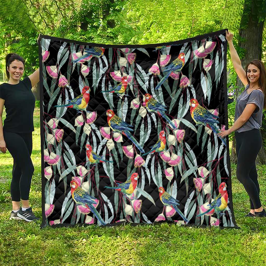 Eastern Rosella Australia Quilt Eucalyptus Blossom Seamless Style - Aussie Hoodie
