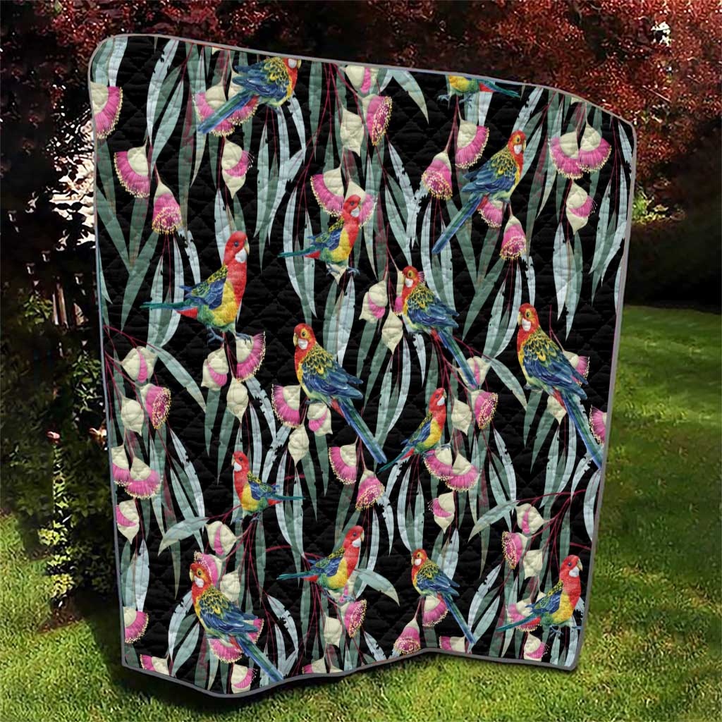 Eastern Rosella Australia Quilt Eucalyptus Blossom Seamless Style - Aussie Hoodie