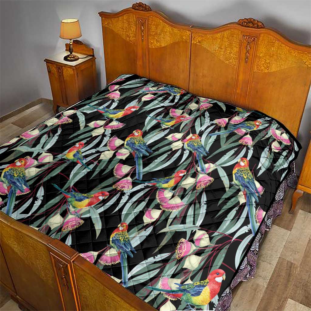 Eastern Rosella Australia Quilt Eucalyptus Blossom Seamless Style - Aussie Hoodie