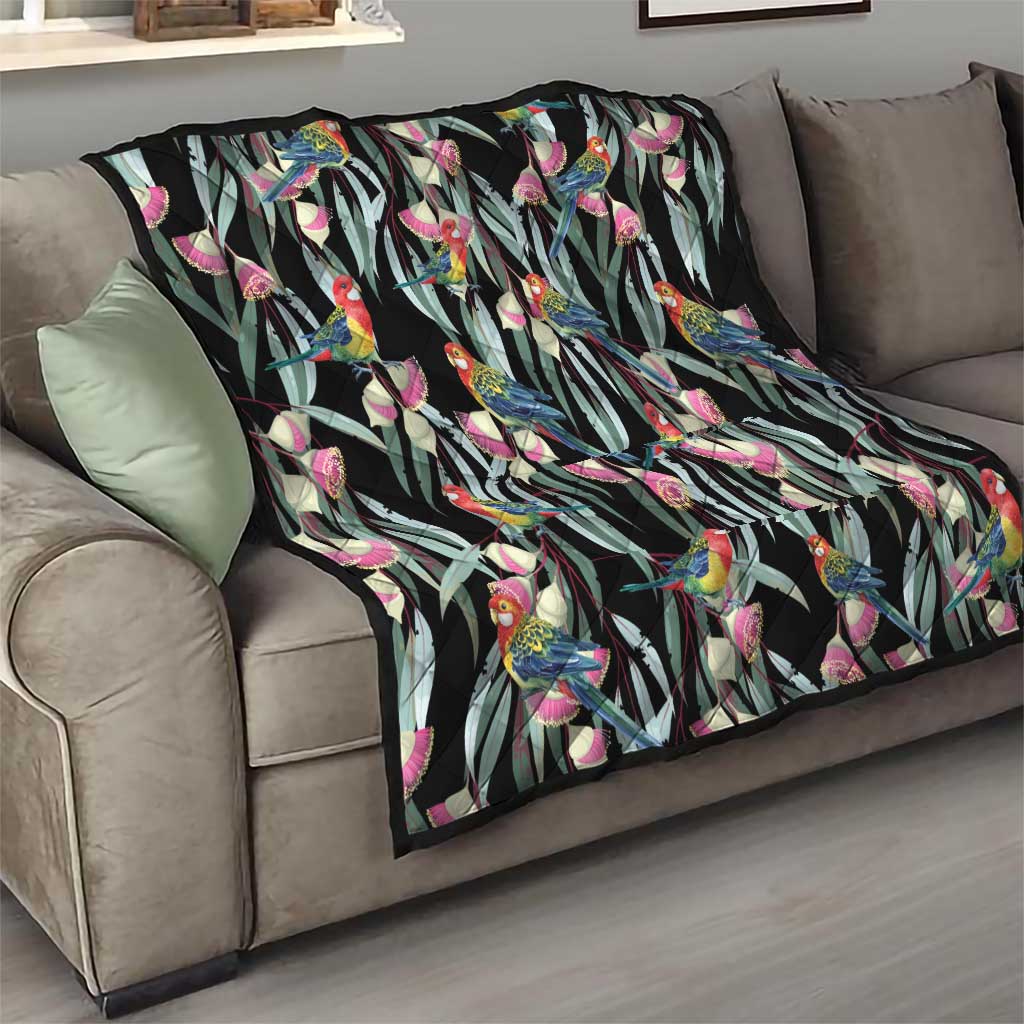 Eastern Rosella Australia Quilt Eucalyptus Blossom Seamless Style - Aussie Hoodie