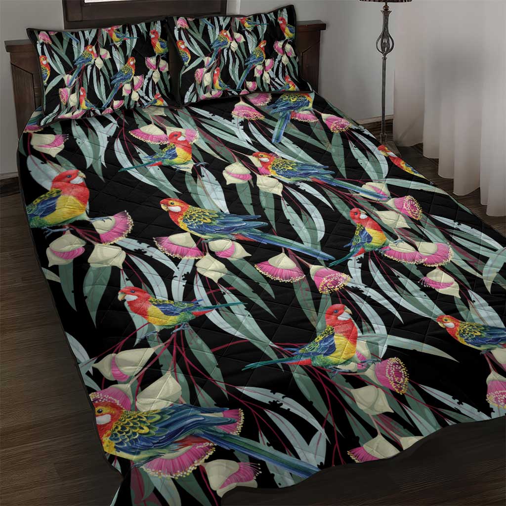 Eastern Rosella Australia Quilt Bed Set Eucalyptus Blossom Seamless Style - Aussie Hoodie
