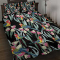 Eastern Rosella Australia Quilt Bed Set Eucalyptus Blossom Seamless Style - Aussie Hoodie