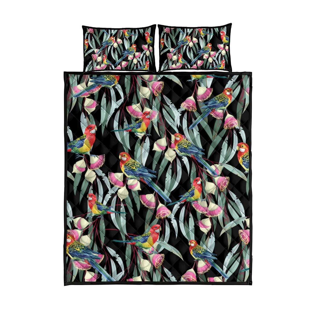 Eastern Rosella Australia Quilt Bed Set Eucalyptus Blossom Seamless Style - Aussie Hoodie