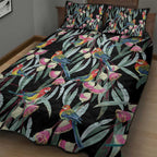 Eastern Rosella Australia Quilt Bed Set Eucalyptus Blossom Seamless Style - Aussie Hoodie