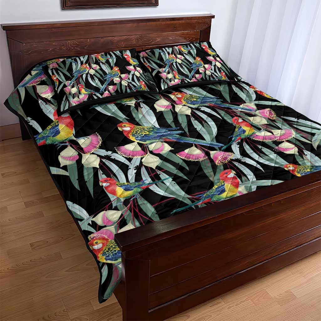 Eastern Rosella Australia Quilt Bed Set Eucalyptus Blossom Seamless Style - Aussie Hoodie