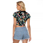 Eastern Rosella Australia Raglan Cropped T Shirt Eucalyptus Blossom Seamless Style - Aussie Hoodie