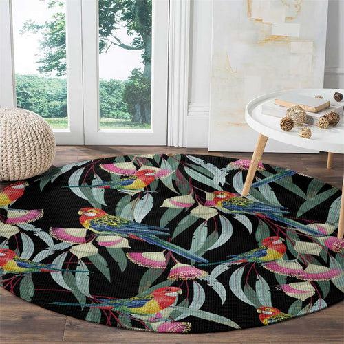Eastern Rosella Australia Round Carpet Eucalyptus Blossom Seamless Style - Aussie Hoodie
