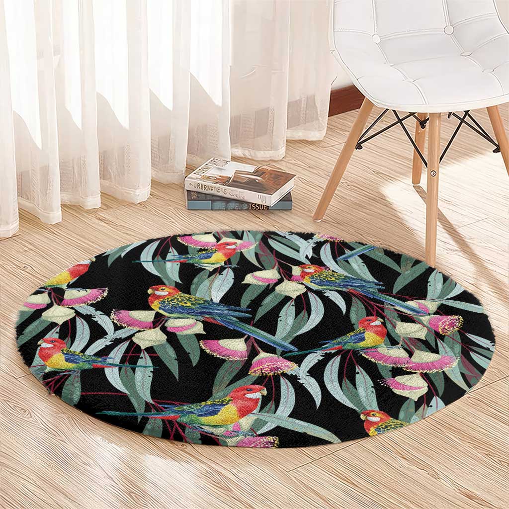 Eastern Rosella Australia Round Carpet Eucalyptus Blossom Seamless Style - Aussie Hoodie