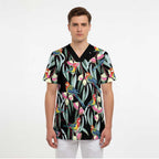 Eastern Rosella Australia Scrub Top Eucalyptus Blossom Seamless Style - Aussie Hoodie