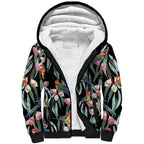 Eastern Rosella Australia Sherpa Hoodie Eucalyptus Blossom Seamless Style - Aussie Hoodie