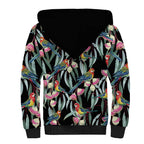 Eastern Rosella Australia Sherpa Hoodie Eucalyptus Blossom Seamless Style - Aussie Hoodie
