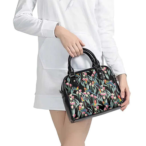 Eastern Rosella Australia Shoulder Handbag Eucalyptus Blossom Seamless Style - Aussie Hoodie