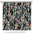 Eastern Rosella Australia Shower Curtain Eucalyptus Blossom Seamless Style - Aussie Hoodie