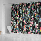 Eastern Rosella Australia Shower Curtain Eucalyptus Blossom Seamless Style - Aussie Hoodie
