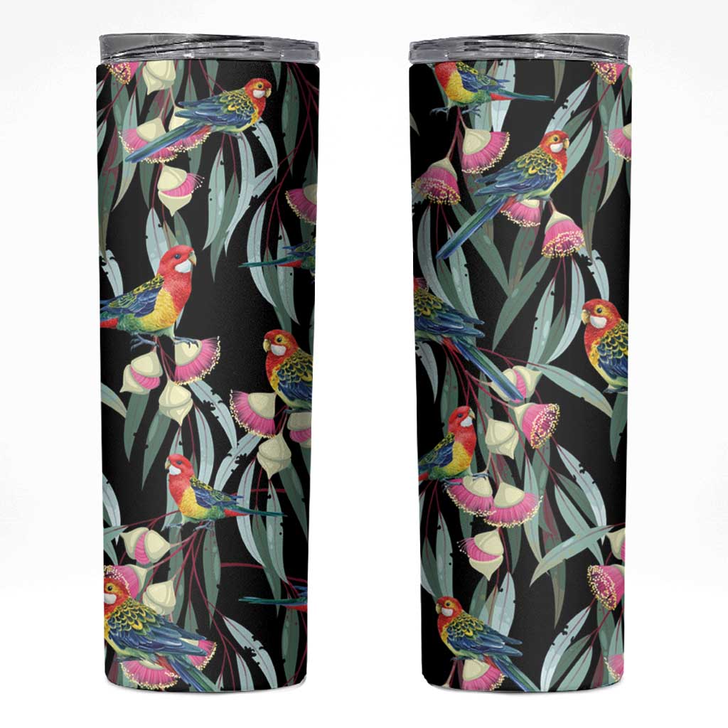 Eastern Rosella Australia Skinny Tumbler Eucalyptus Blossom Seamless Style - Aussie Hoodie