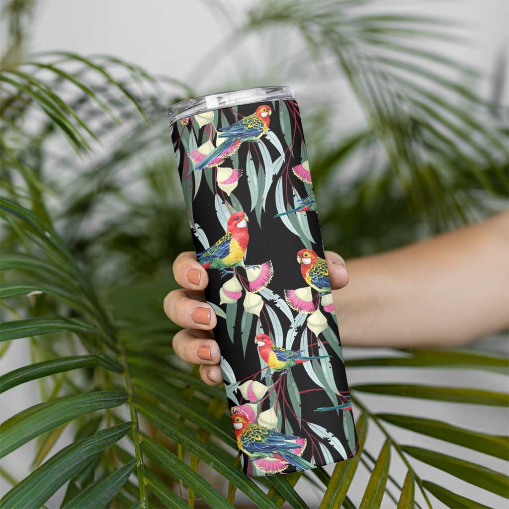 Eastern Rosella Australia Skinny Tumbler Eucalyptus Blossom Seamless Style - Aussie Hoodie