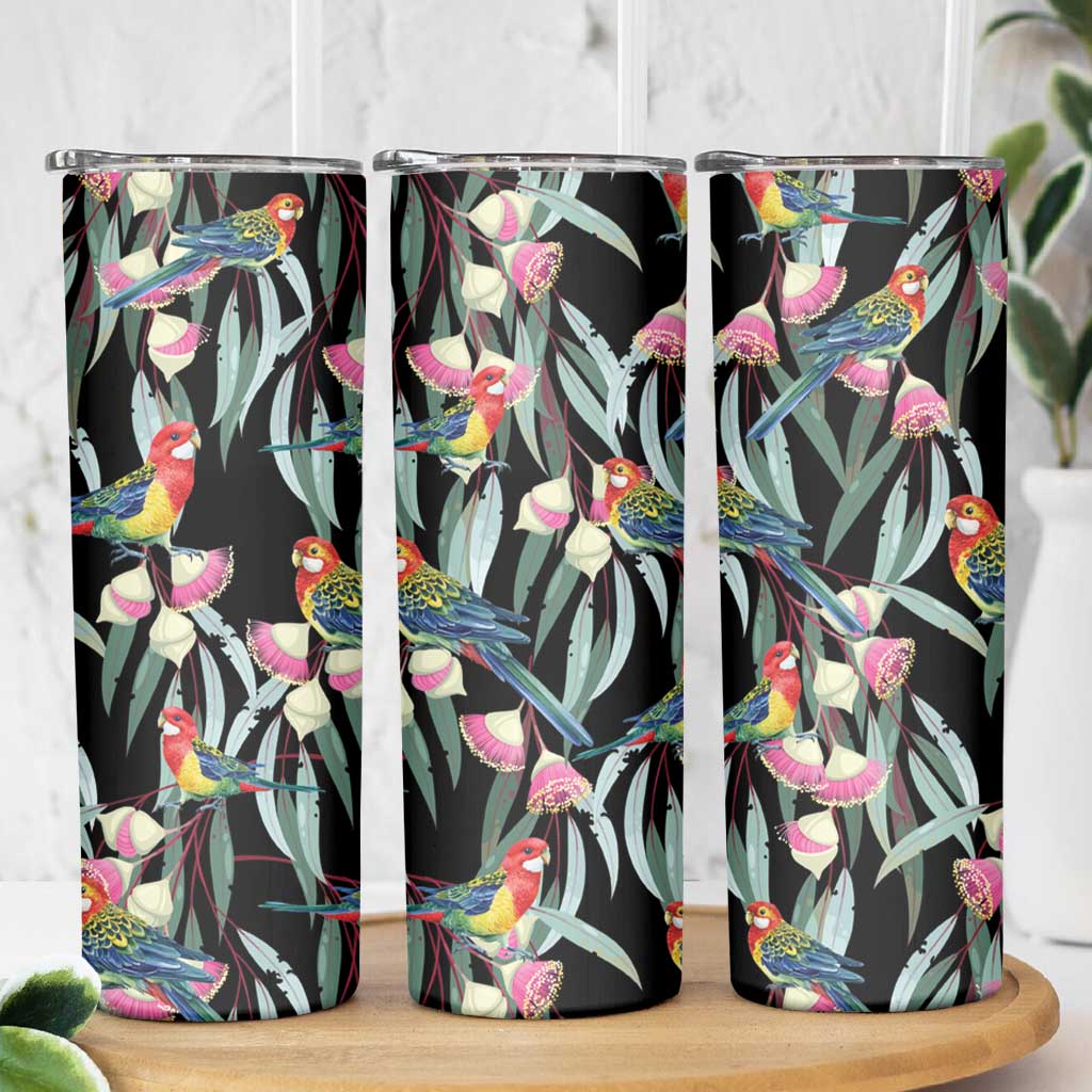 Eastern Rosella Australia Skinny Tumbler Eucalyptus Blossom Seamless Style - Aussie Hoodie
