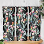 Eastern Rosella Australia Skinny Tumbler Eucalyptus Blossom Seamless Style - Aussie Hoodie