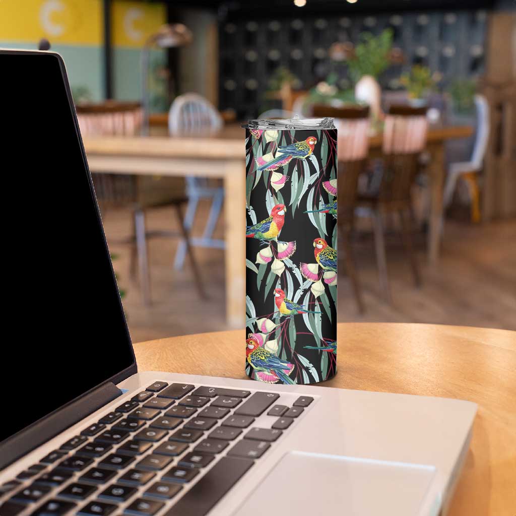 Eastern Rosella Australia Skinny Tumbler Eucalyptus Blossom Seamless Style - Aussie Hoodie