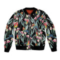 Eastern Rosella Australia Sleeve Zip Bomber Jacket Eucalyptus Blossom Seamless Style - Aussie Hoodie