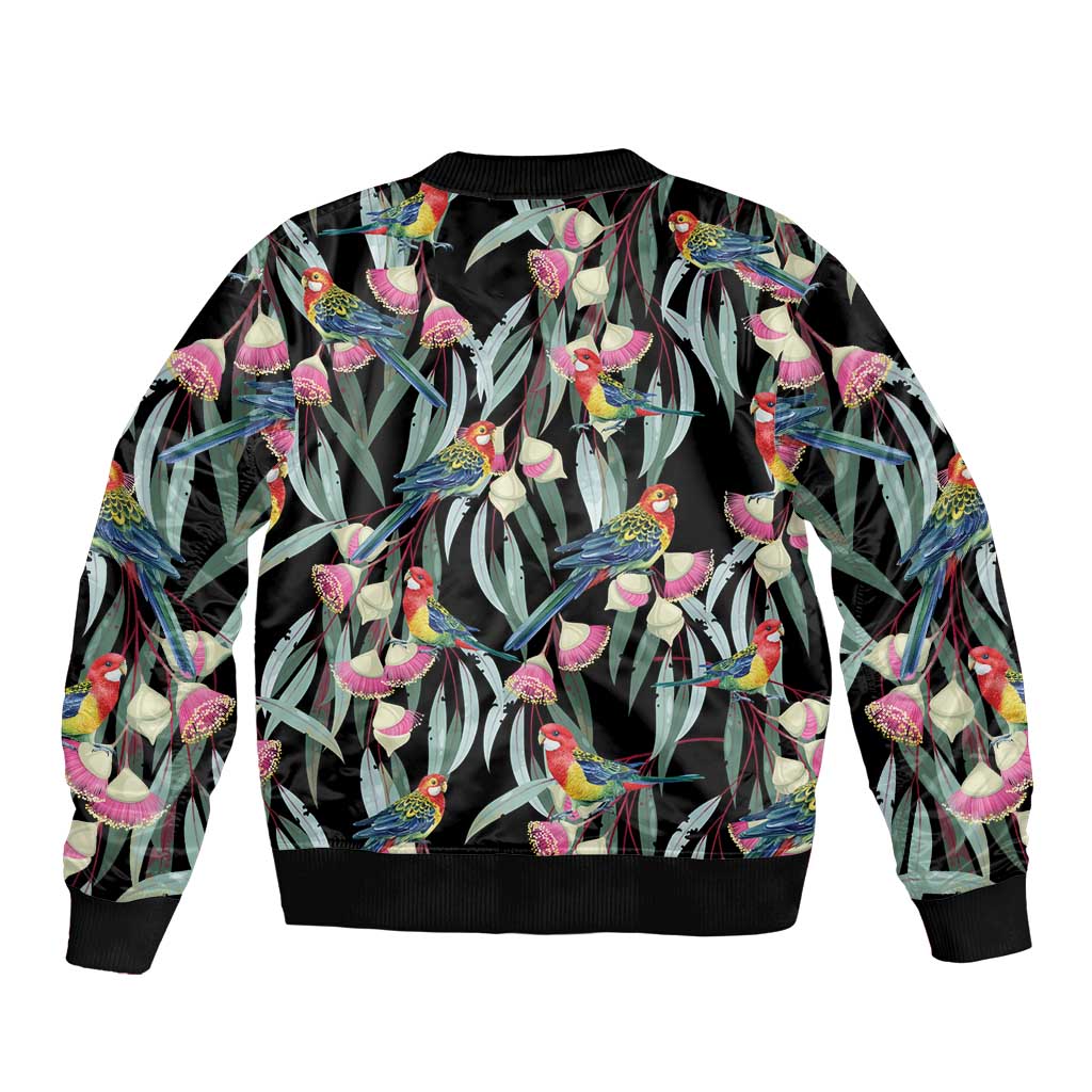 Eastern Rosella Australia Sleeve Zip Bomber Jacket Eucalyptus Blossom Seamless Style - Aussie Hoodie