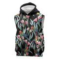 Eastern Rosella Australia Sleeveless Hoodie Eucalyptus Blossom Seamless Style - Aussie Hoodie