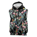Eastern Rosella Australia Sleeveless Hoodie Eucalyptus Blossom Seamless Style - Aussie Hoodie