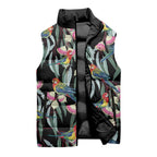 Eastern Rosella Australia Sleeveless Puffer Jacket Eucalyptus Blossom Seamless Style - Aussie Hoodie