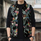 Eastern Rosella Australia Sleeveless Puffer Jacket Eucalyptus Blossom Seamless Style - Aussie Hoodie