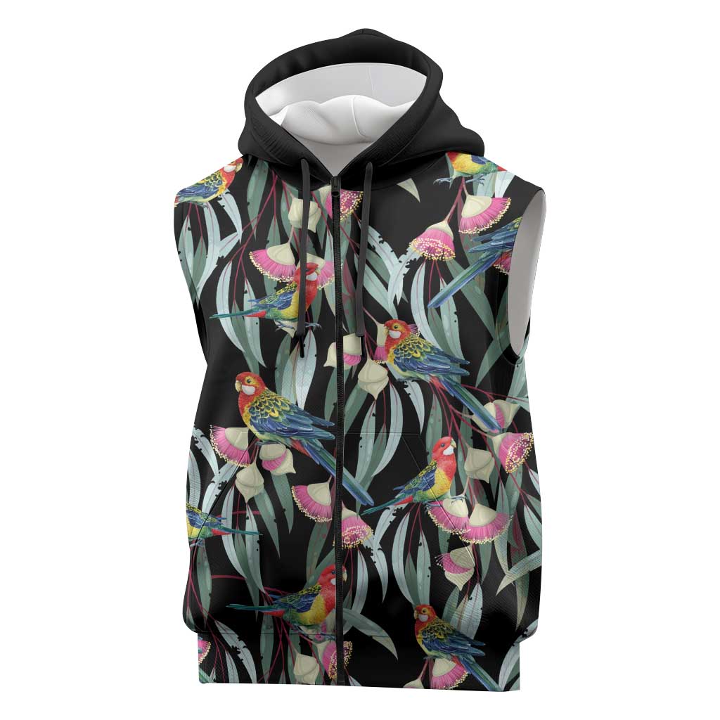 Eastern Rosella Australia Sleeveless Zip Hoodie Eucalyptus Blossom Seamless Style LT14