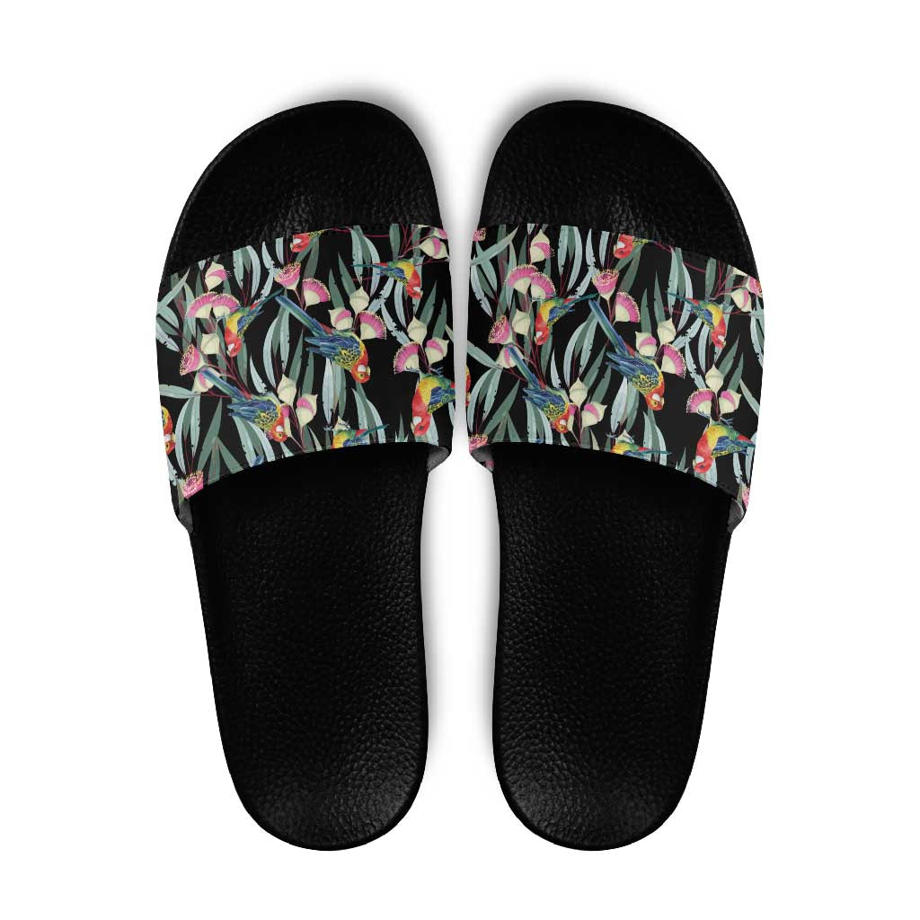 Eastern Rosella Australia Slide Sandals Eucalyptus Blossom Seamless Style - Aussie Hoodie
