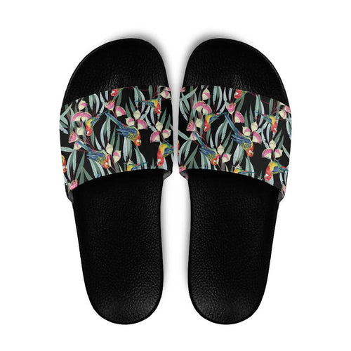 Eastern Rosella Australia Slide Sandals Eucalyptus Blossom Seamless Style - Aussie Hoodie