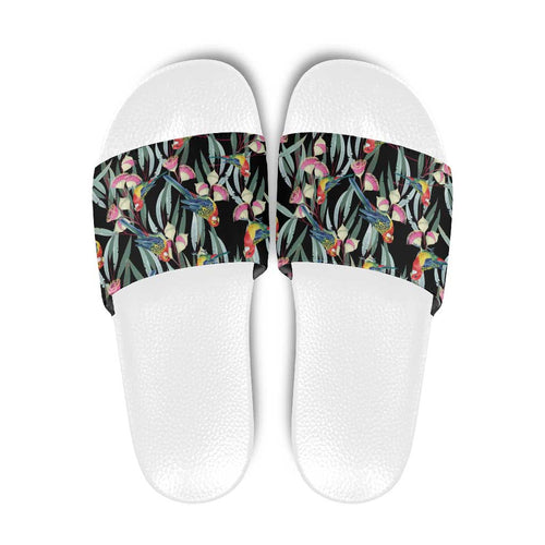 Eastern Rosella Australia Slide Sandals Eucalyptus Blossom Seamless Style - Aussie Hoodie