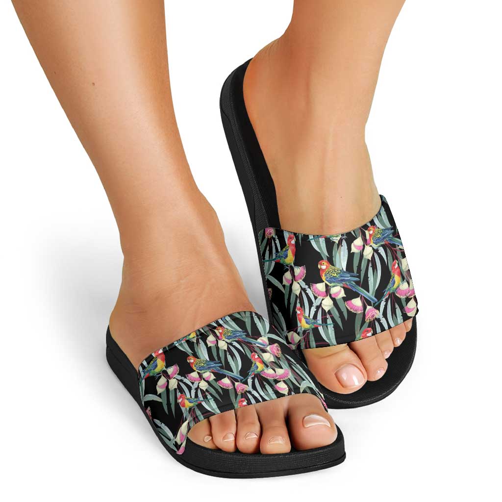 Eastern Rosella Australia Slide Sandals Eucalyptus Blossom Seamless Style - Aussie Hoodie