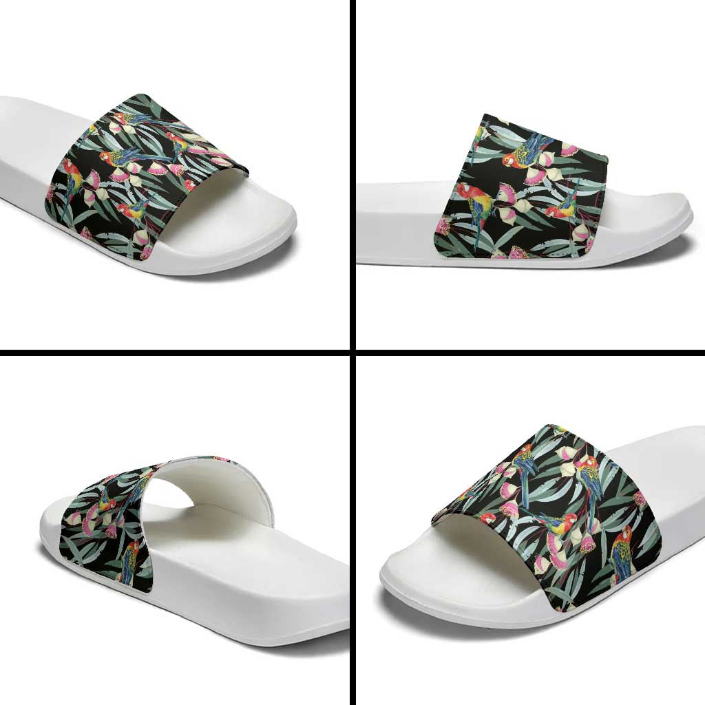 Eastern Rosella Australia Slide Sandals Eucalyptus Blossom Seamless Style - Aussie Hoodie