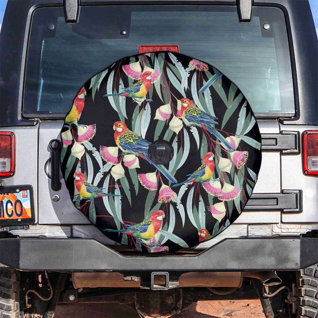 Eastern Rosella Australia Spare Tire Cover Eucalyptus Blossom Seamless Style - Aussie Hoodie