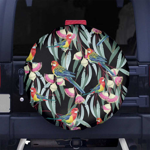 Eastern Rosella Australia Spare Tire Cover Eucalyptus Blossom Seamless Style - Aussie Hoodie