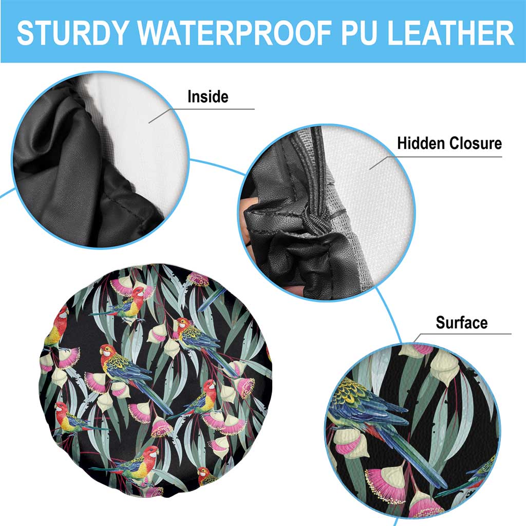 Eastern Rosella Australia Spare Tire Cover Eucalyptus Blossom Seamless Style - Aussie Hoodie