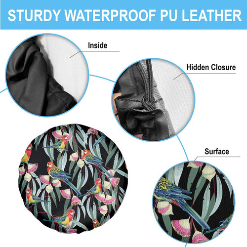 Eastern Rosella Australia Spare Tire Cover Eucalyptus Blossom Seamless Style - Aussie Hoodie