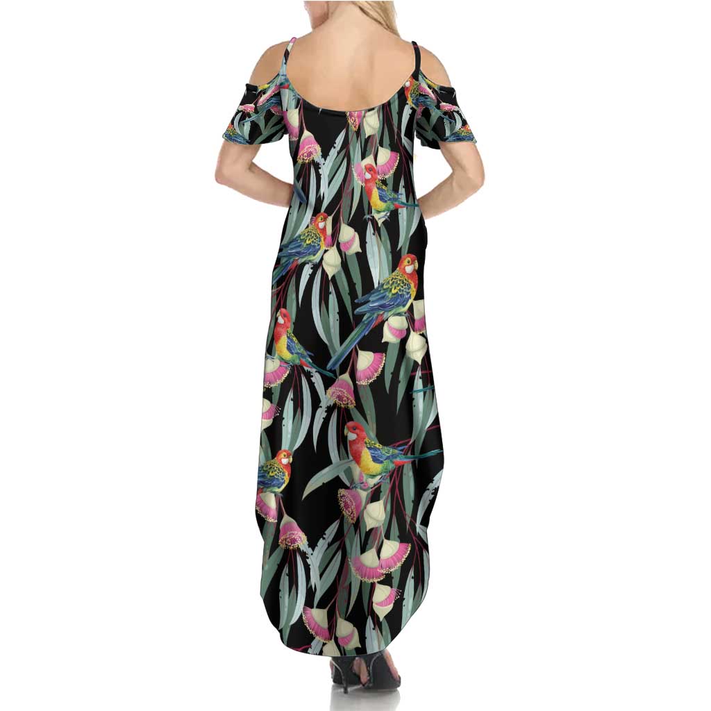 Eastern Rosella Australia Summer Maxi Dress Eucalyptus Blossom Seamless Style - Aussie Hoodie