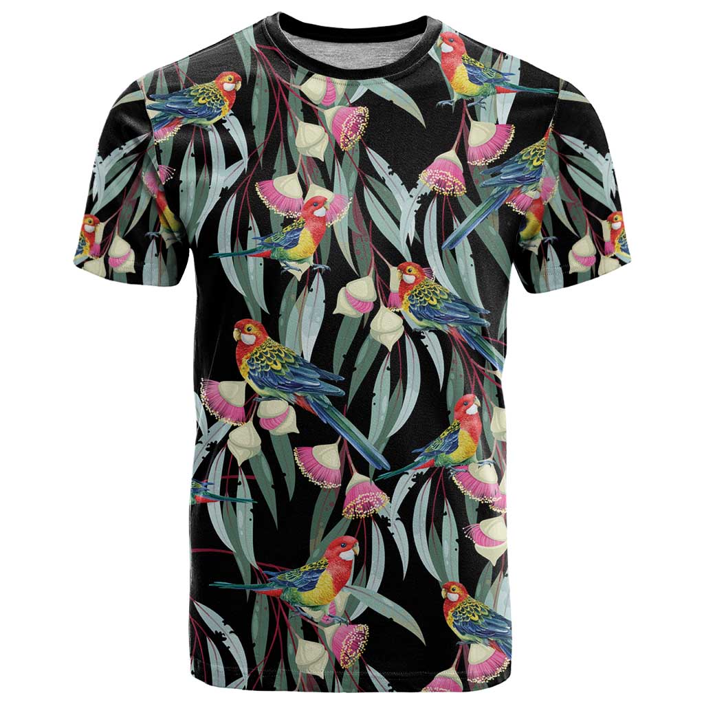 Eastern Rosella Australia T Shirt Eucalyptus Blossom Seamless Style - Aussie Hoodie