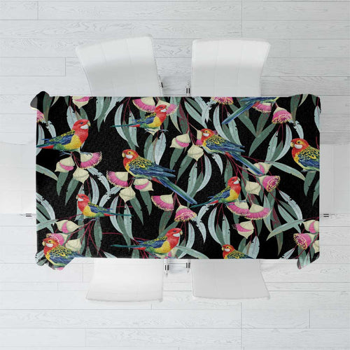 Eastern Rosella Australia Tablecloth Eucalyptus Blossom Seamless Style - Aussie Hoodie