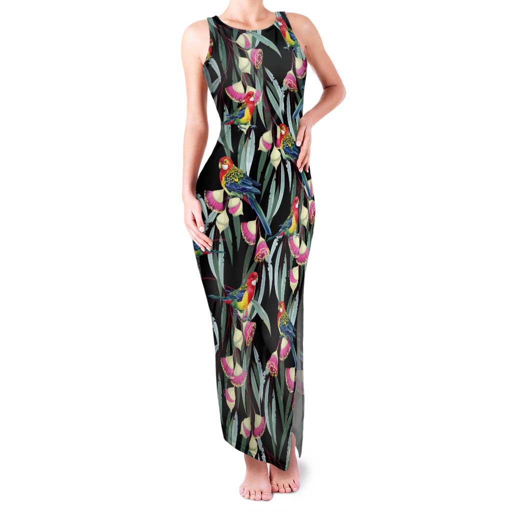 Eastern Rosella Australia Tank Maxi Dress Eucalyptus Blossom Seamless Style - Aussie Hoodie