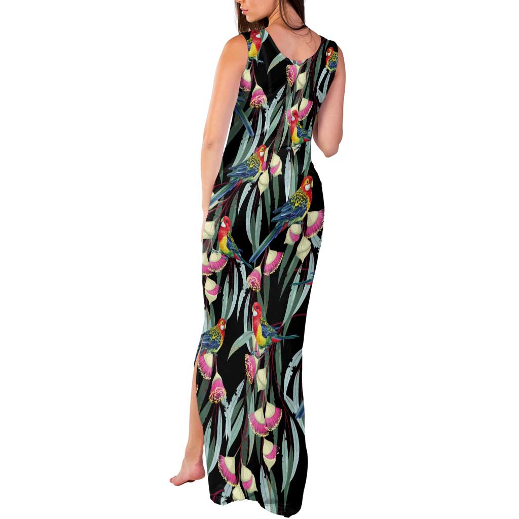 Eastern Rosella Australia Tank Maxi Dress Eucalyptus Blossom Seamless Style - Aussie Hoodie