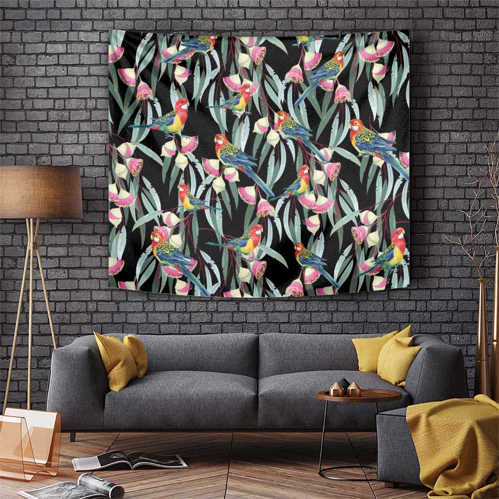 Eastern Rosella Australia Tapestry Eucalyptus Blossom Seamless Style - Aussie Hoodie
