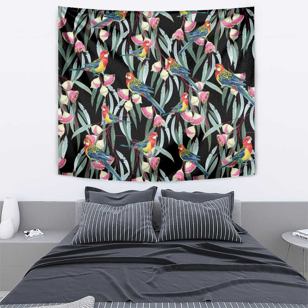 Eastern Rosella Australia Tapestry Eucalyptus Blossom Seamless Style - Aussie Hoodie