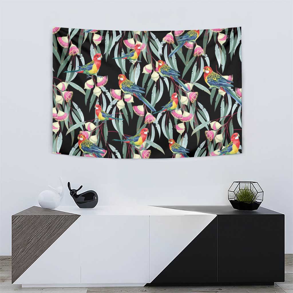 Eastern Rosella Australia Tapestry Eucalyptus Blossom Seamless Style - Aussie Hoodie