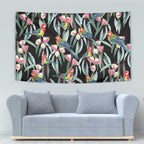 Eastern Rosella Australia Tapestry Eucalyptus Blossom Seamless Style - Aussie Hoodie