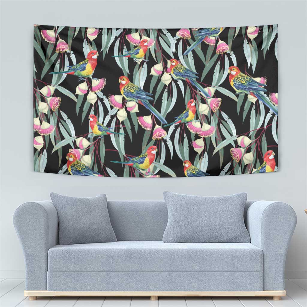 Eastern Rosella Australia Tapestry Eucalyptus Blossom Seamless Style - Aussie Hoodie